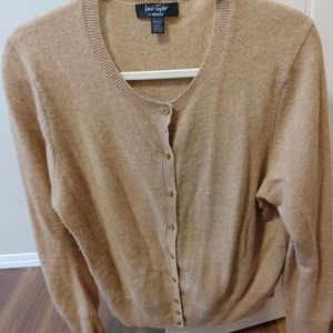 Lord & Taylor Cashmere button up sweater size xl color tan